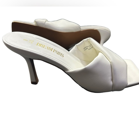 DREAM PAIRS womens whote open toe slip on square toe heels size 8 NWOB - Picture 5 of 9